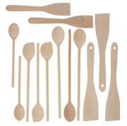 Lote económico de cucharas de madera (13 piezas) 