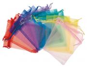 Organza-Beutel, 12 Stück bunt (12 x 9 cm) 